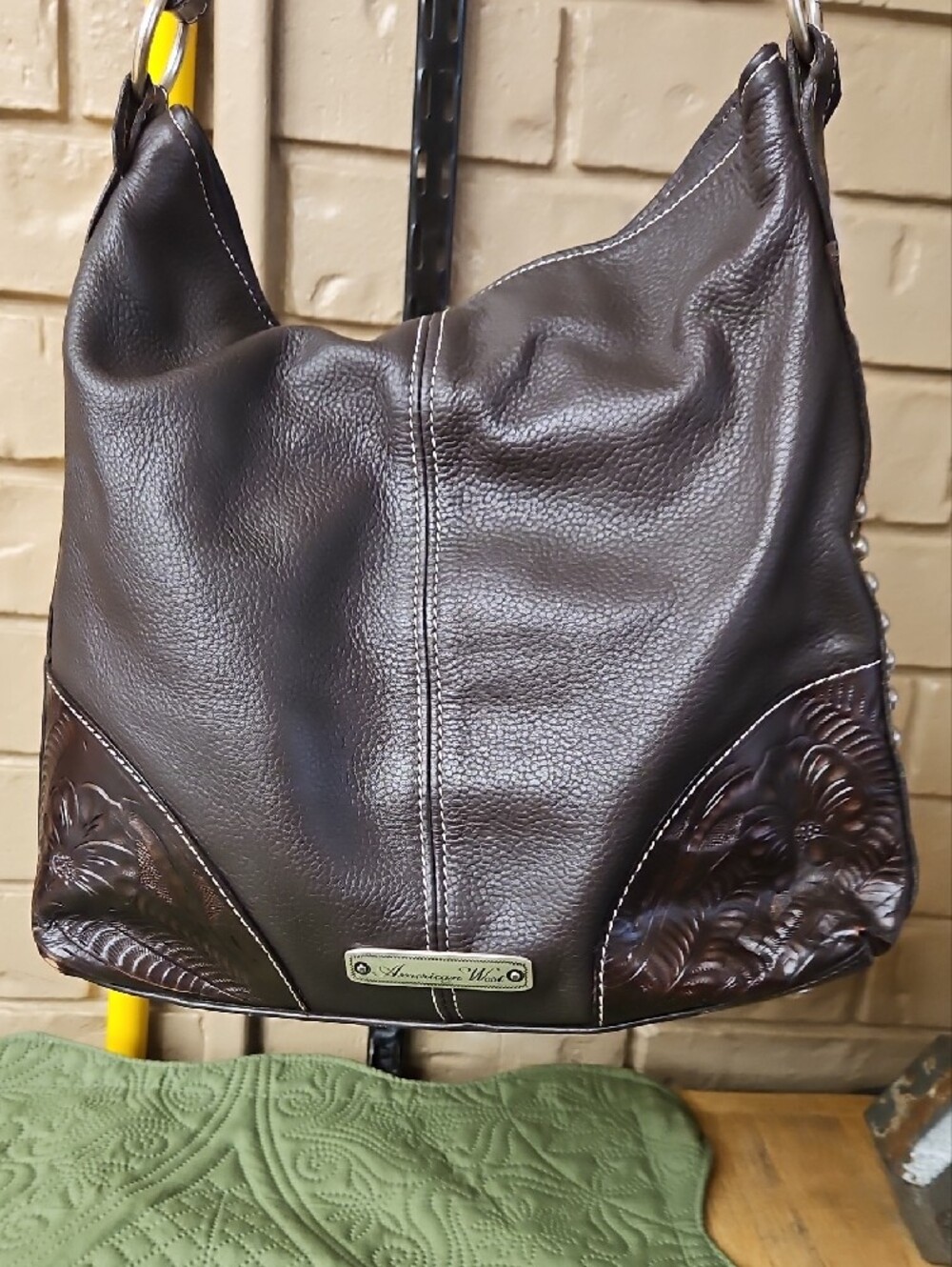 American West Brown & White Cowhide Hobo Shoulder Bag - Picture 7 of 16